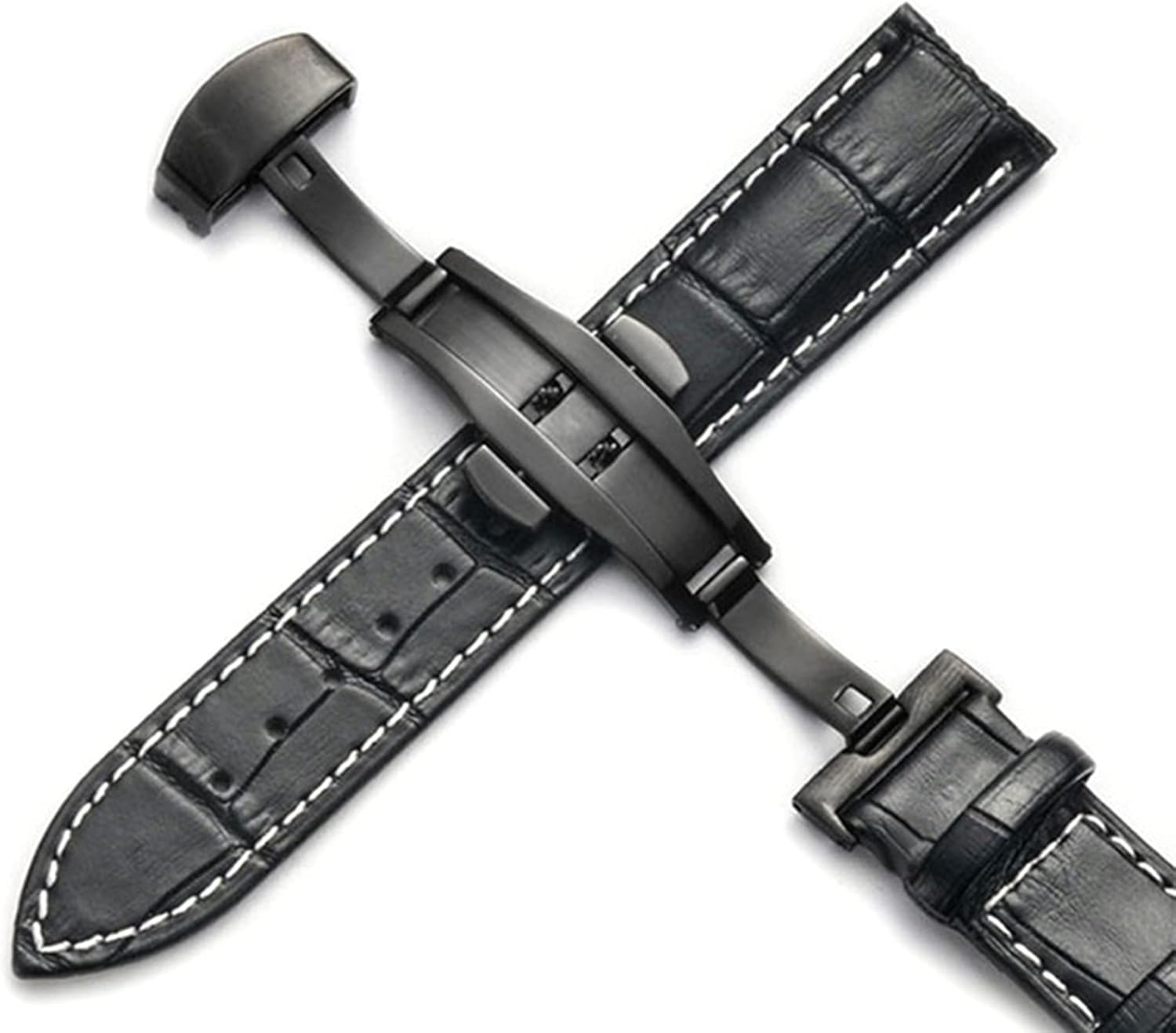 Leather Strap 1224mm Universal Watch Butterfly Buckle with Steel