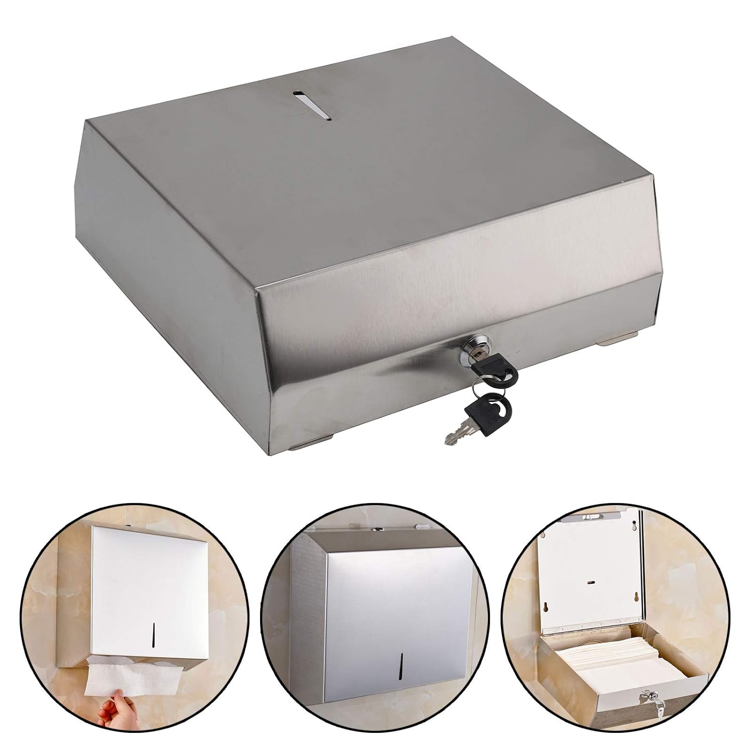 Xpork C Fold Paper Hand Towel Dispenser Napkin Holder Lockable Box