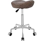 Kaleurrier Ergonomic Rolling Swivel Saddle Stool with Wheels,Hydraulic Pneumatic Lifting Lightweight Saddle Chair for Clinic Salon Massage Lab Kitchen Home Office (Nubuck, Without Back)