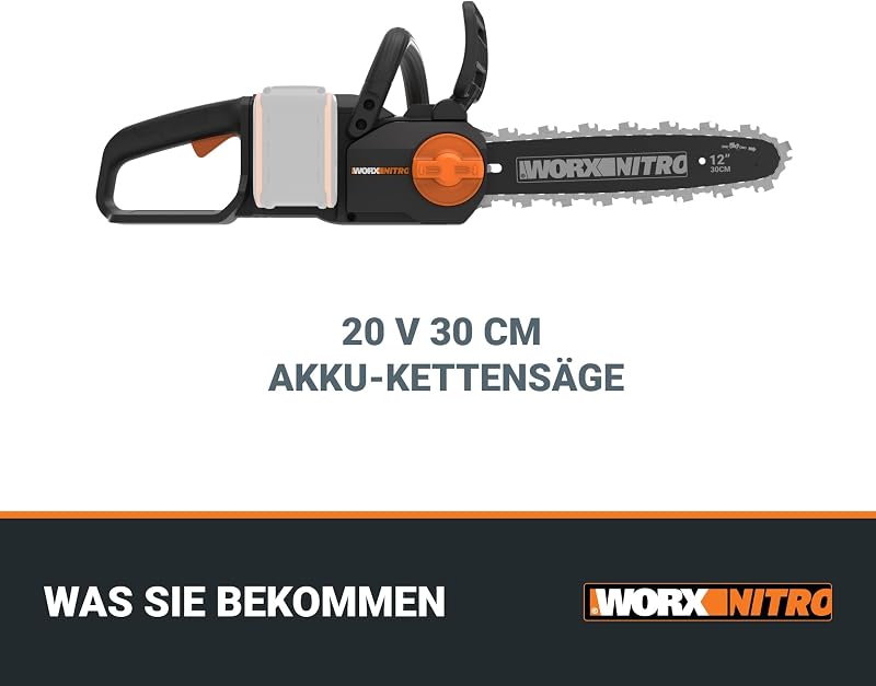 WG350E.9 Profi Akku Kettensäge 20V, ohne Akku & Ladegerät