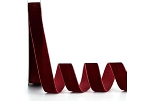 Ewaymado Burgundy Velvet Ribbon 1 Inch x 20Yd,Great for Gift Wrapping,Hair Bows,Christmas,Wedding Party Decoration(1" Burgundy)