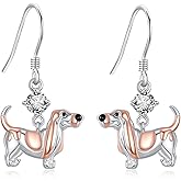 Dog Earrings Sterling Silver Basset Hound Earrings Dog Dangle Earring Basset Hound Jewelry Gifts for Women