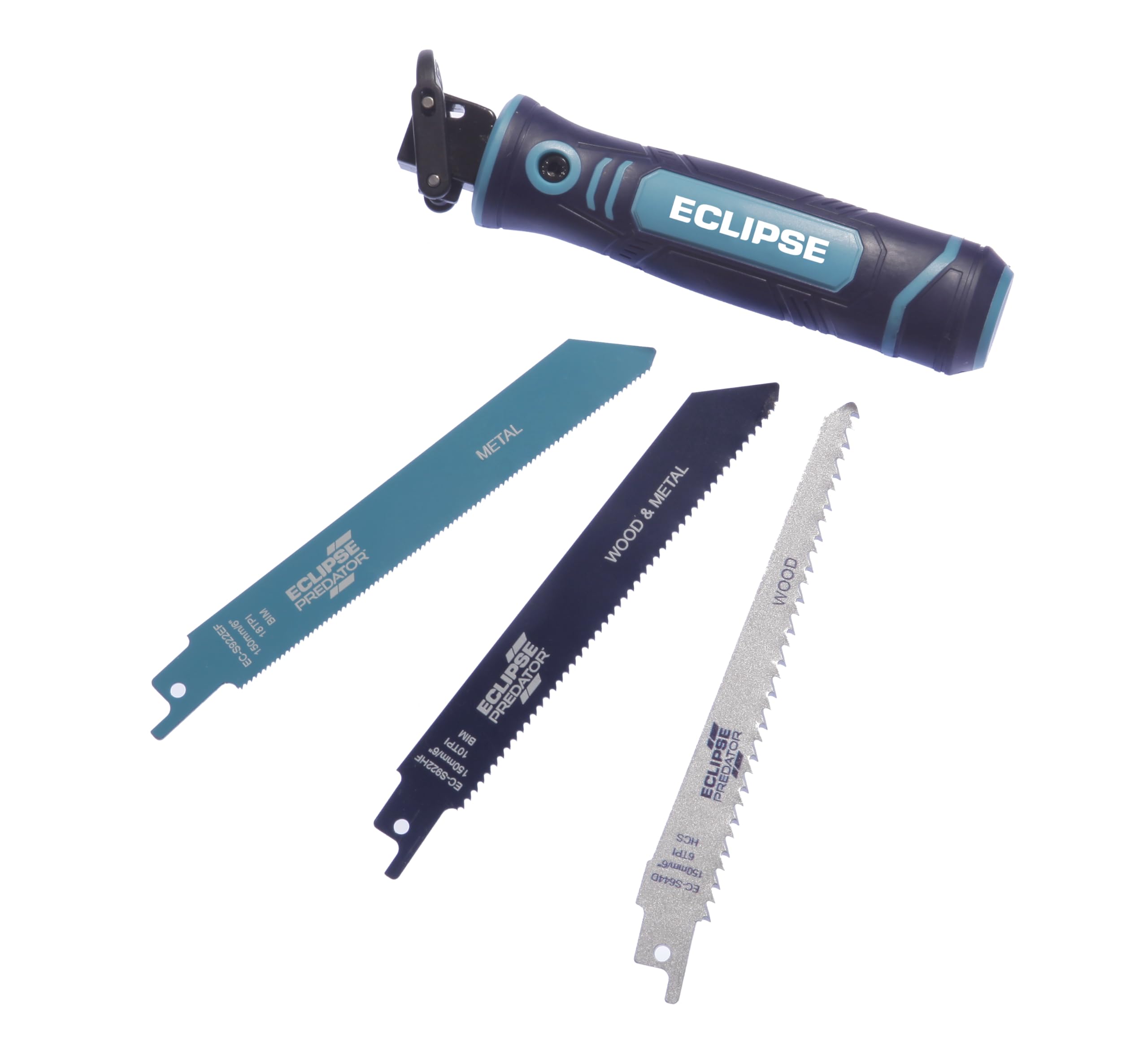 Eclipse Professional Tools EMFH4PS Multi-Function Handle and Reciprocating Saw Blade Set, Handsaw for Cutting Wood, Metal and Nail Embedded Wood