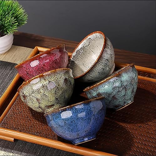 melala Ceramic Tea Cup Set,Chinese Kung Fu Tea Set,Japanese Style Tea Cup,5pcs Ceramic Mate Cup Set, Tea Coffee Cups 110ml without Handle