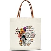 GOODBANER Mexican Sugar Skull Canvas Tote Bag for Women, Dia De Los Muertos Aesthetics Tote Bag, I Am The Storm, Sugar Skull Gifts for Women Reusable Inspirational Gifts Beach Bags -05