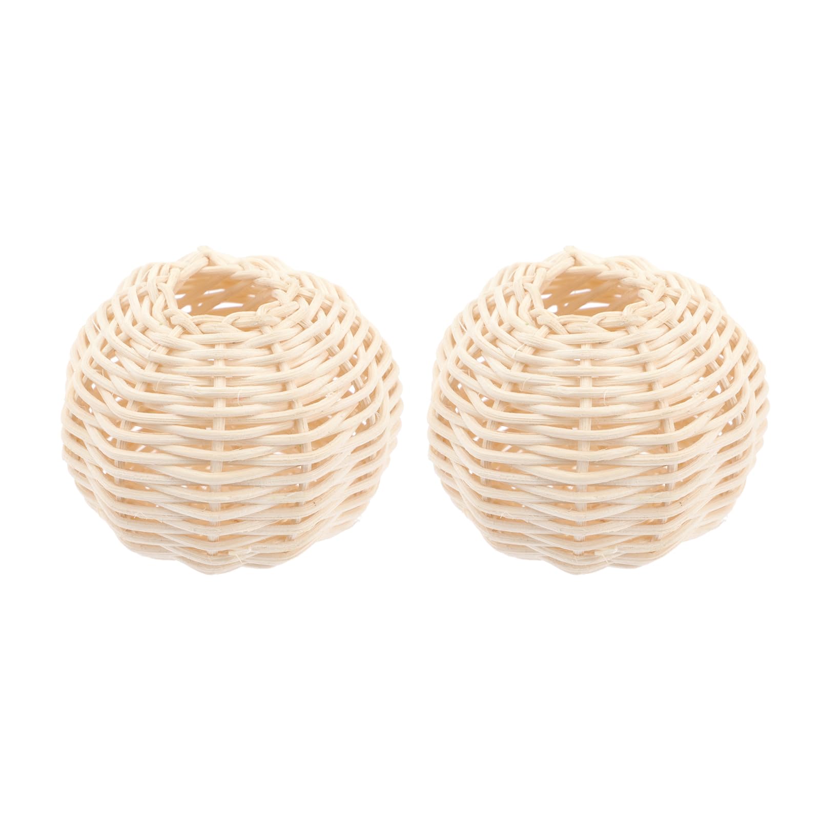 VILLCASE 2pcs Rattan Lampshade, Round Pendant Lightshade for Ceiling Lights, Woven Light Cover for Home, Restaurant, Living Room, Bar