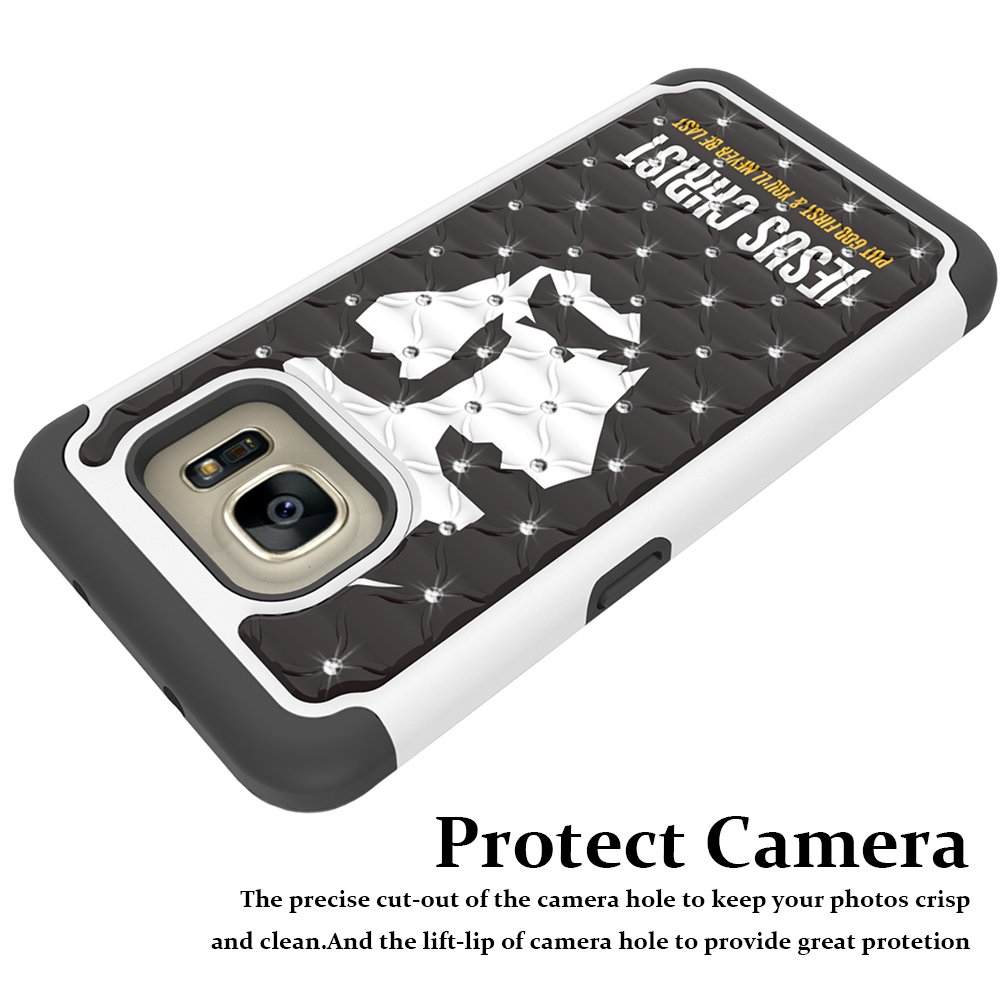 Galaxy S7 Edge Case, MagicSky [Shock Absorption] Studded Rhinestone Bling Hybrid Dual Layer Armor Defender Protective Case Cover for Samsung Galaxy S7 Edge(Jesus)