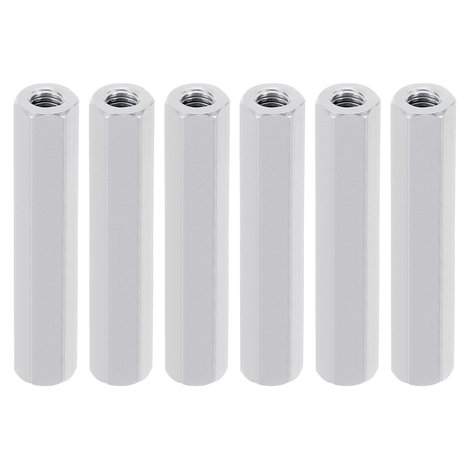 PATIKIL M3 Hex Nuts, 6pcs M3 Threaded Spacers Aluminum 30mm L Female Metal Spacer Screw Standoff for M3 Screw Bolts RC Car Drones Stacks Motherboard, Silvery