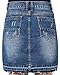 ililily Woman Vintage Distressed Washed Cotton Denim H-line Mini Skirt, Indigo, US-Large