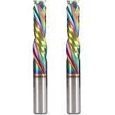 Spiral Router Bits Up Down Compression Bit with DLC Coating, 1/4 inch Cutting Diameter, 1" Cutting Length,1/4 inch Shank Solid Carbide CNC End Mill for Wood Carving Engraving Grinding Grooving