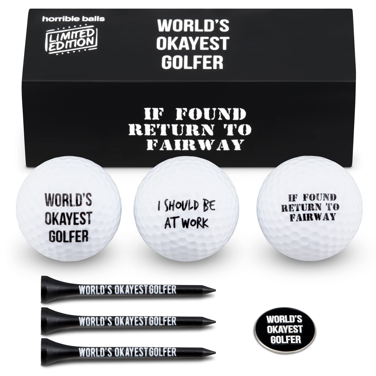 HORRIBLE BALLS Golf Funny Gift Sets- Funny Gag Novelty Present For Him For Golfers (World Okayest Golfer Set)