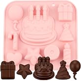 EPYHREHM 9 Cavity Birthday Theme Silicone Chocolate Molds | Cake Candle Candy Balloon Heart Star Candy Mold For Candy Chocolate Cake Decoration