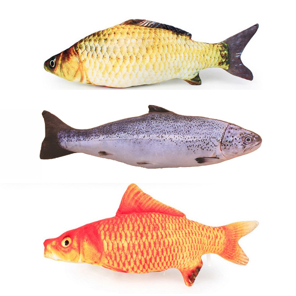 MeetUs 3 Pack Fish Catnip Toys for Cats,Simulation Plush Fish Shape Cat