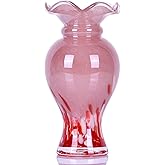 Hand Blown Glass vase, Glass Wide Mouth Decorative vase, Pink vase, Office Table Centerpiece Coffee Table Mantle Wedding enterpiece Decorative vase.