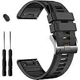 EZMVZKU 20mm Quickfit Silicone Watch Band for Garmin Fenix 8 43mm/Descent Mk3 43mm/Epix Pro 42mm/Fenix 7S/6S/5S/7S Pro/6S Pro/5S Plus,Sport Replacement Strap for Approach S70 42mm/Descent Mk2s
