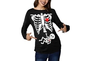 zarmfly Women Halloween Sweatshirts Pumpkin Face Dancing Skeleton Shirt Long Sleeve Sweater Funny Graphic Pullover