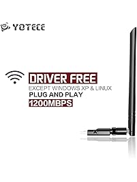 YOTECE USB WiFi Adapter 1200Mbps, Dual Band 2.4G/5GHz High Gain Dual 5dBi Antennas Network WiFi USB 3.0 Desktop Laptop Windows 10/8/7/XP, Mac OS X, Ubuntu Linux
