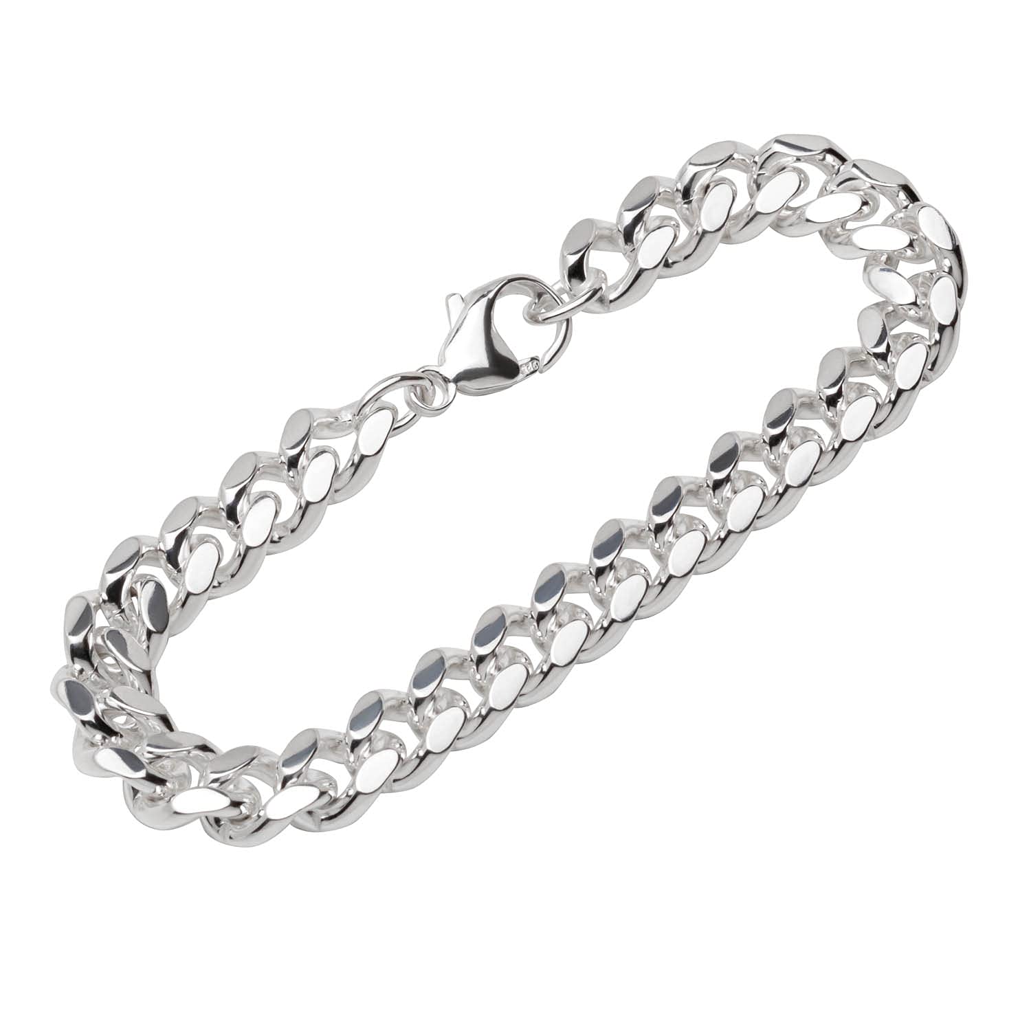NKlaus bracelet 925 Sterling Silver 18cm curb chain oval polished men's bracelet 12305