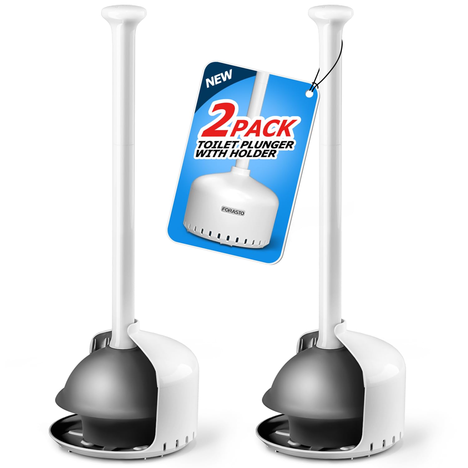Photo 1 of FORASTO 2Pack Toilet Plunger with Holder?Plungers for Bathroom with Holder, Toilet Plunger with Cover?Bathroom Plunger?Bathroom Decor?Bathroom Accessories?Toilet Bowl Cleaners,White