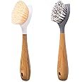 Full Circle Be Tenacious Bamboo Dish Brush Set – Sustainable Cleaning Tools for Cast Iron, Dishes, Pots, Pans – Includes Be Good & Tenacious C Brushes, Tough Bristles – Pack of 2