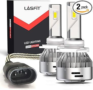 lasfit 9005 hb3 led bulbs 60w 6000lm 6000k white adjustable beam plug play
