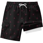SILKWORLD Boys Swim Trunks Quick Dry Swimming Shorts with Compression Liner | Soft, Breathable, Cargo Pocket, Bathing Suits,Compressin Liner, Anit-Cafe Shorts, Fit for 5-16 Years,Beach, Pool
