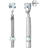 14k White Gold Chandelier Earrings with Natural Aquamarines