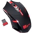 T-DAGGER Wireless Gaming Mouse- USB Cordless PC Accessories Computer Mice with Red LED Backlit, Ergonomic Gamer Laptop Mouse with 7 Silent Buttons, 5 Adjustable DPI Plug & Play for PC