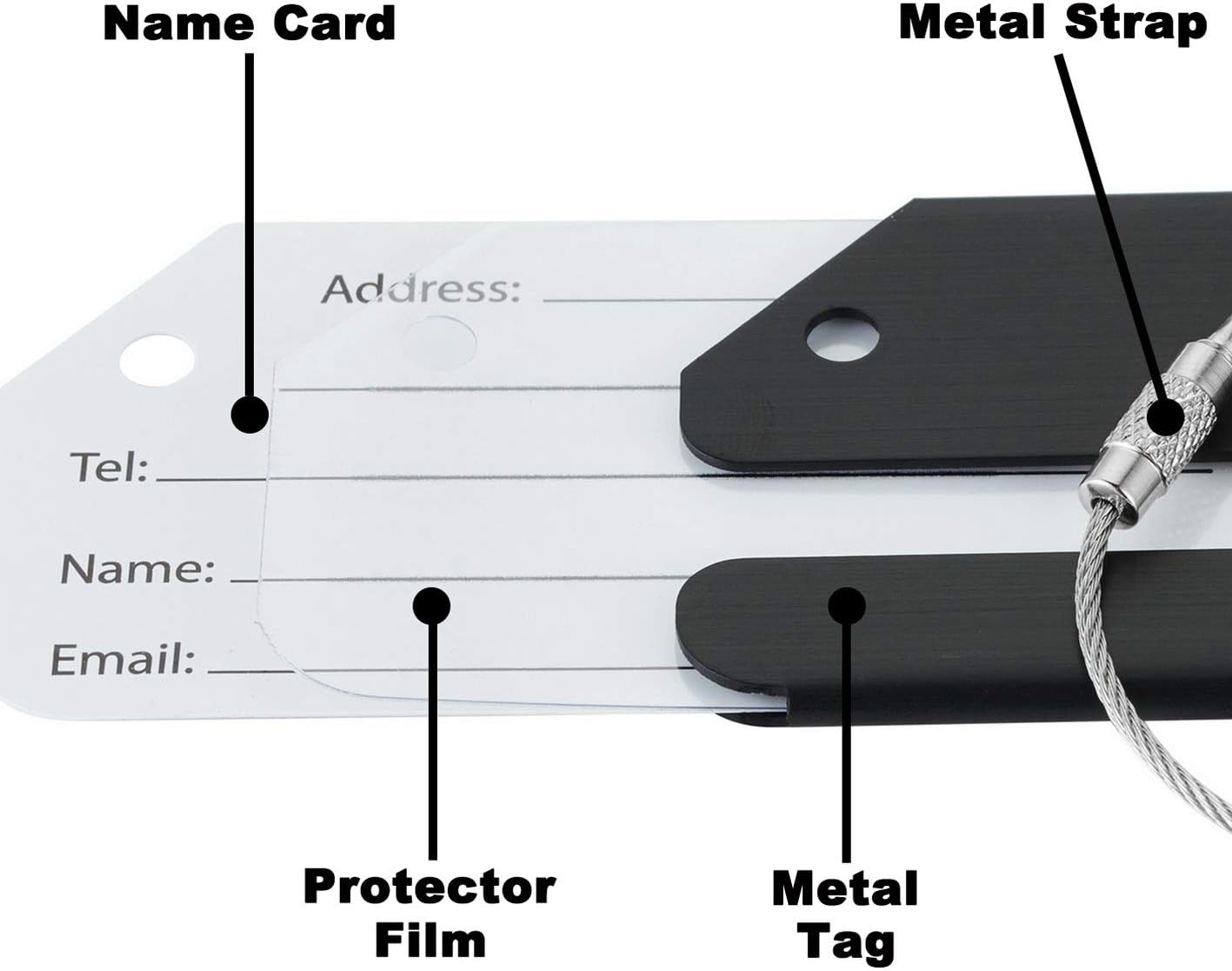 Travelambo Luggage Tags & Bag Tags Stainless Steel Aluminum Various Colors (Mixed Colors 10 pcs Set): Office Products
