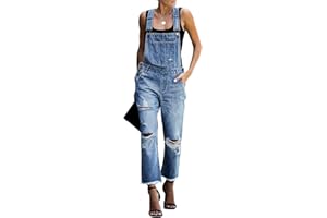 luvamia Women's Casual Stretch Adjustable Denim Bib Overalls Jeans Pants Jumpsuits