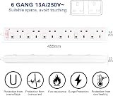 ExtraStar 6 Way Extension Lead Surge Protection Wall Mounted 13A UK Plug 1M view 2