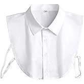 QLX Detachable Collar - Cotton Half Shirt Dickey for Men & Women, 6 Sizes (Plus), White