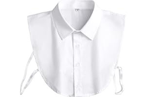 QLX Detachable Collar - Cotton Half Shirt Dickey for Men & Women, 6 Sizes (Plus), White