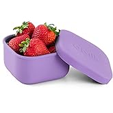 OmieBox Silicone Leakproof Snack Containers To Go, Food Storage Containers with Lid, School Lunch Bento Container - BPA Free, Airtight, Dishwasher and Freezer Safe, Oven Safe - 9.4 ounces (Purple)