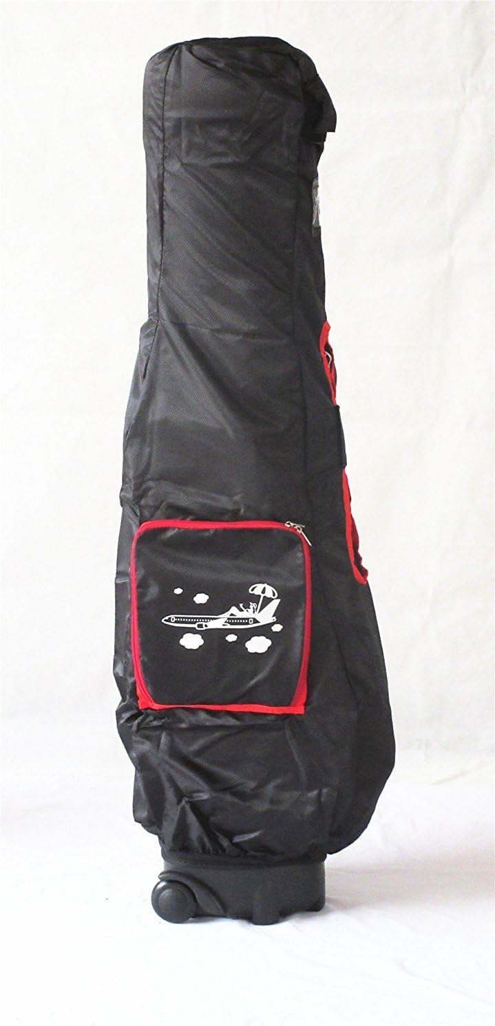 A99Golf Travel Mate III with Skin Wheeled Cover W. TSA Lock Air Porter Golf Travel Bag cart Bag (Blk/Red)