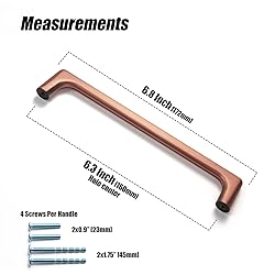 Goo-Ki Brushed Copper Cabinet Pulls with 6.3''Hole