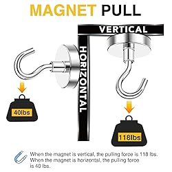 DIYMAG Magnetic Hooks, 118 LB Heavy Duty Strong