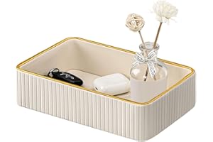 YYBD Desk Organizer Tray PU Leather Valet Tray Decorative Desk Storage Box Modern Nightstand Organizer for Bedside Vanity Off