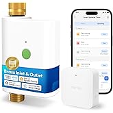 meross WiFi Water Hose Timer with WiFi Hub, Smart Sprinkler Valve with Brass Inlet & Outet, Work with Apple Homekit, Alexa &