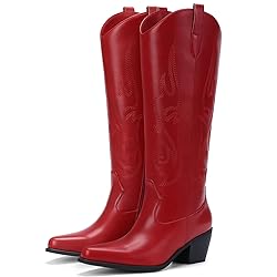 Pasuot Western Cowboy Boots for Women - Red Knee