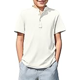 Haloumoning Boys Short Sleeve Henley Shirt Kids Casual Button Front Summer T-Shirts Tops Tees 5-14 Years