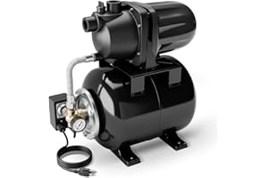 Goplus 1.6HP Shallow Well Pump with Pressure Tank, 1000GPH Garden Water Pump Jet Pressurized Automatic Water Booster Jet Pump for Home Irrigation Garden Lawn, 1200W (Black)