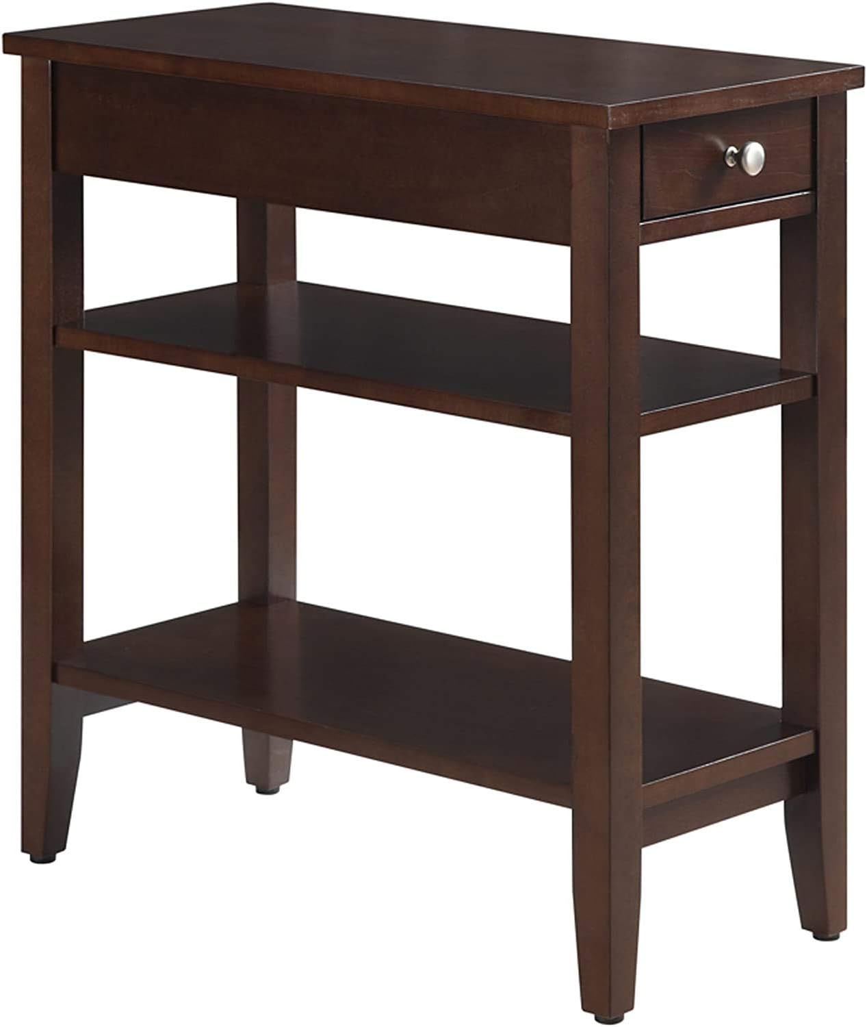 Convenience Concepts American Heritage Three Tier End Table with Drawer, Espresso: Furniture & Decor