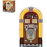PANTASY Retro Jukebox Building Kit with Coin & Sound Function, Mechanical Music Box Model with Acrylic Records, Recording Stu