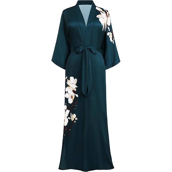 knee length dresses for ladies Royal Blue Long Satin Robe