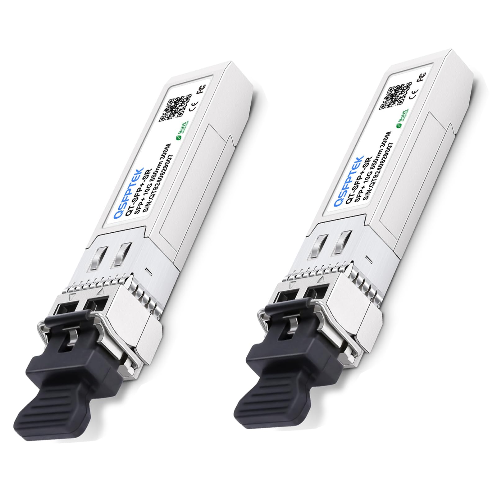 QSFPTEK 2Pack 10G-SR SFP+ 850nm 300M Module 10GBASE-SR Multimode LC SFP+ Transceiver for Cisco SFP-10G-SR, Ubiquiti UF-MM-10G, Netgear, Mikrotik, D-Link, Supermicro Other Switches (850nm, 300M, DDM)