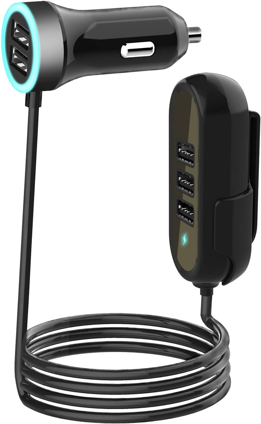 Amazon Usb車載充電器 シガーソケット 運転席 後部座席 5usb 5v 6 8a ポート 1 5m 急速充電対応 保護回路 Iphone Android Ipad Ipodなど対応 ブラック 12v 24v ソケット分配器 車 バイク