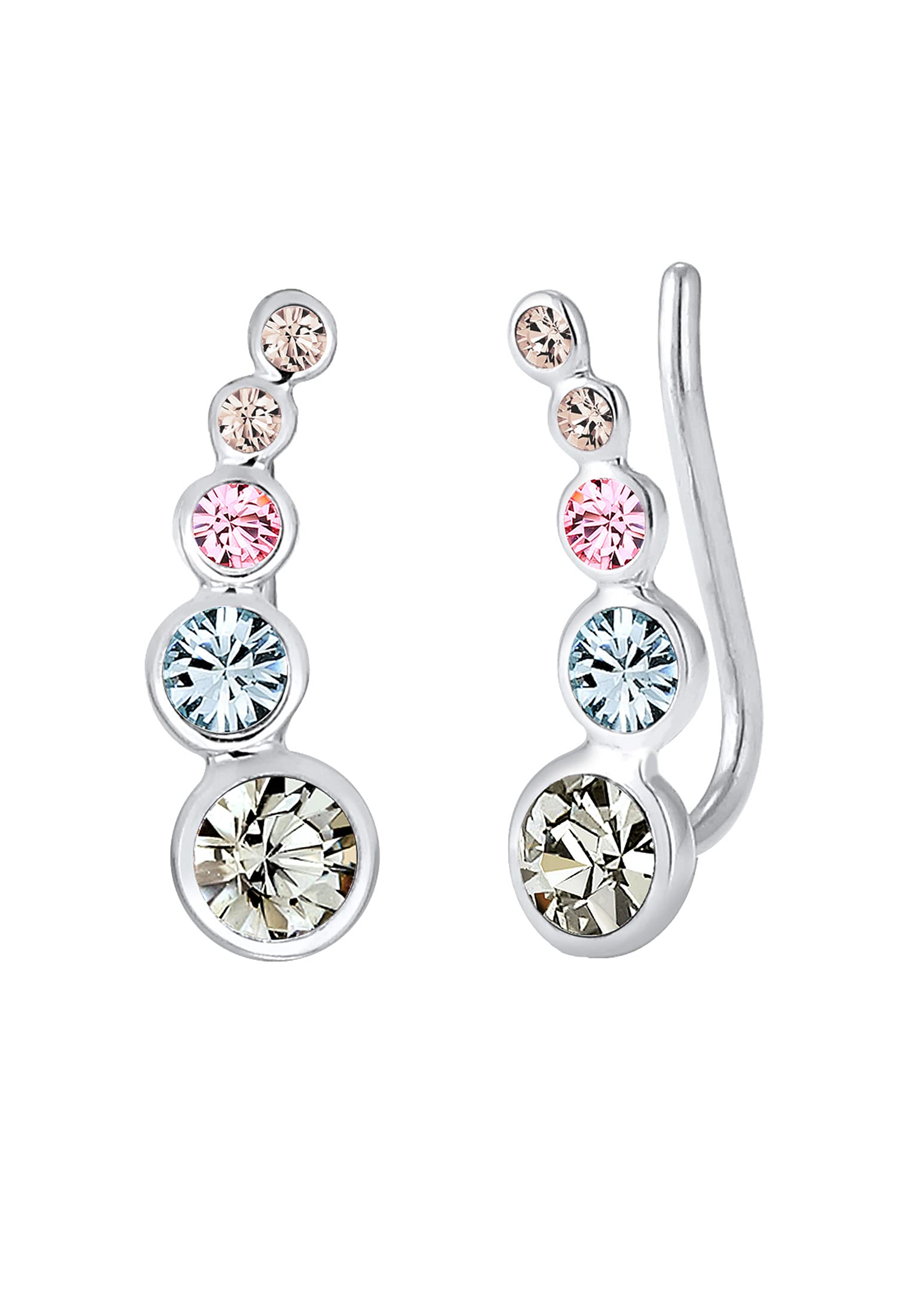 Elli Earrings Ear Cuff Circle Geo Crystals Pastel 925 Sterling Silver