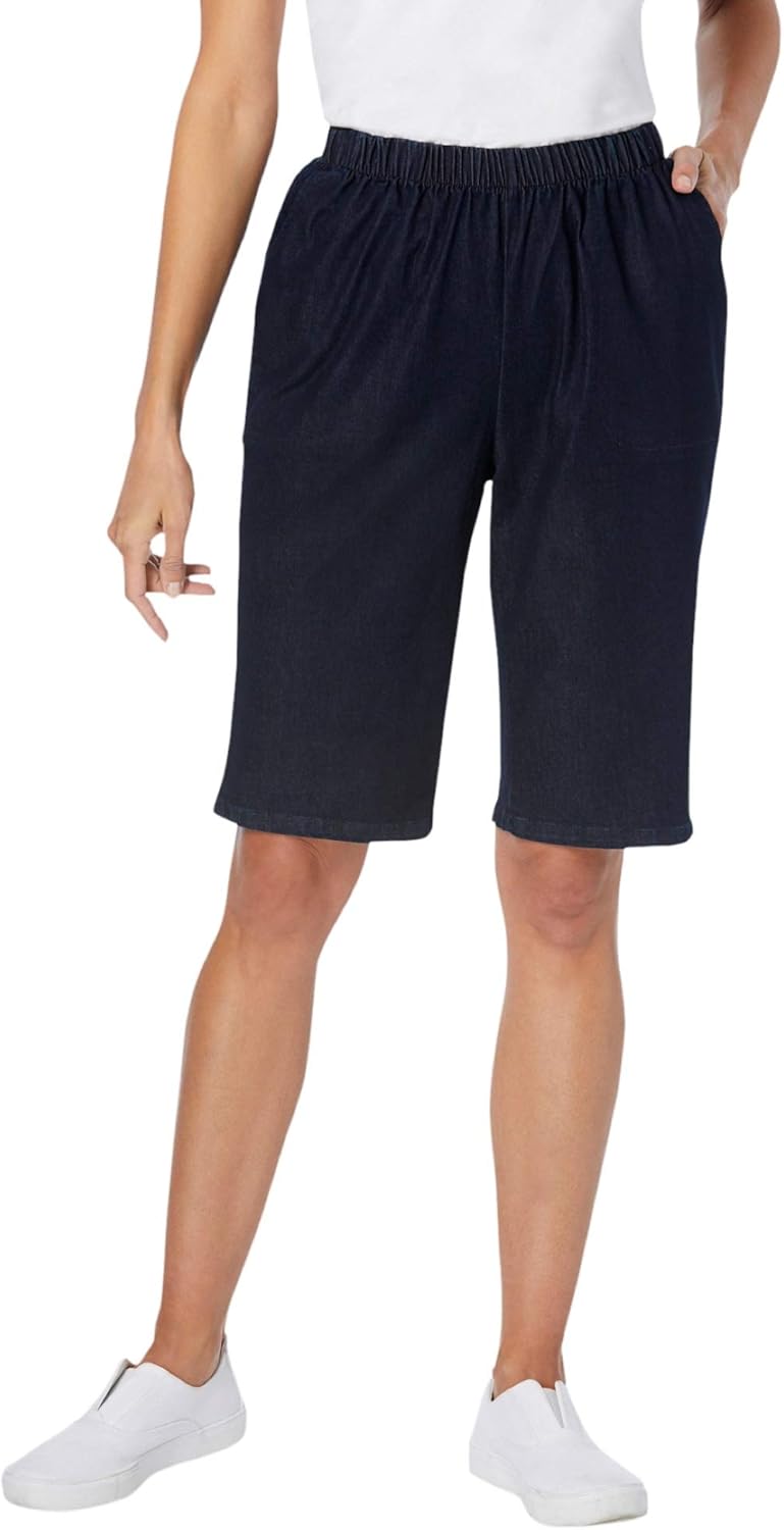 Woman Within Women's Plus Size Fineline Denim Short at Amazon Women’s