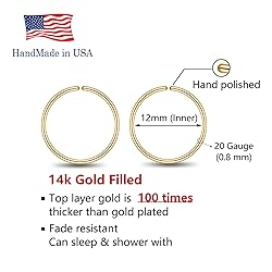LUCKYJEWUS 14k Gold Filled Conch Hoop Earrings for